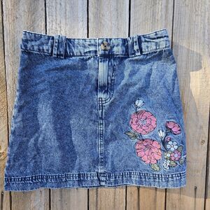 Francesca's Blue Rain Denim Skirt Embroidered Mini Size XS Y2K 90s Retro NWT